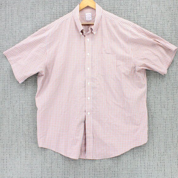 Brook Brothers Shirt Mens 2XL Multicolor Plaid Short Sleeve Button Down Collared - Picture 1 of 9